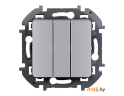 Выключатель трехклавишный Legrand Inspiria 673642 (алюминий)