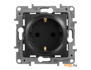 Розетка со шторками Legrand Etika 672622-00.00-00.00-00.01 (антрацит)