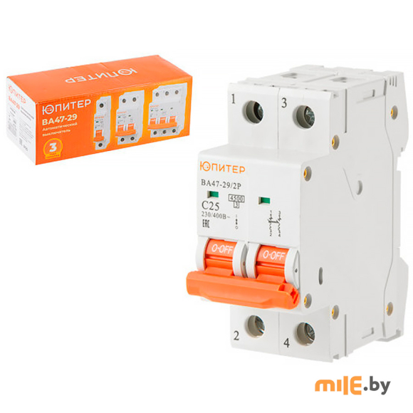 Автоматический выключатель ВА47-29 2Р 40А 4,5кА х-ка С ЮПИТЕР, JP7502-40