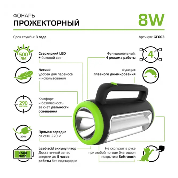 Фонарь прожекторный Gauss GFL603 (GF603)