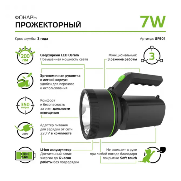 Фонарь прожекторный Gauss GFL601 (GF601)