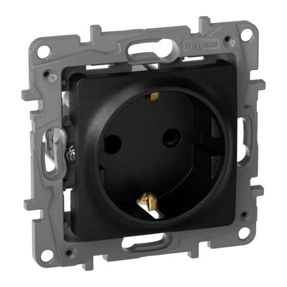 Розетка со шторками Legrand Etika 672622-00.00-00.00-00.01 (антрацит)