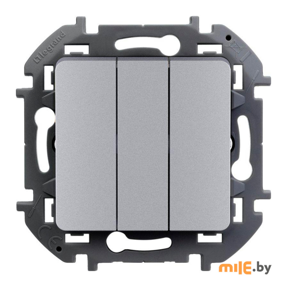 Выключатель трехклавишный Legrand Inspiria 673642 (алюминий)