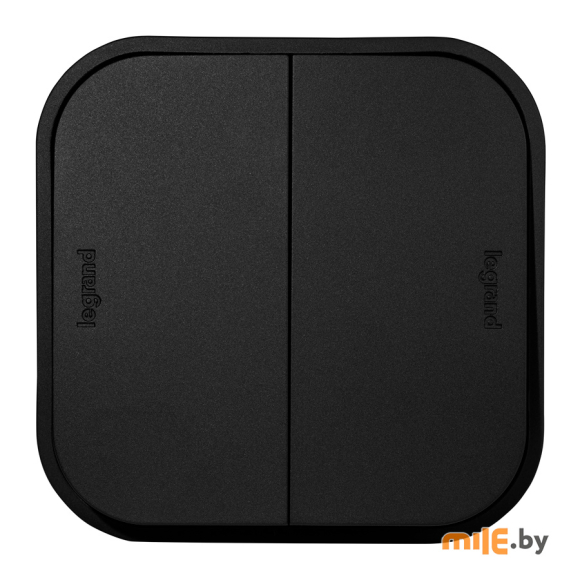 Выключатель двухклавишный Legrand Quteo (чёрный матовый) 782474