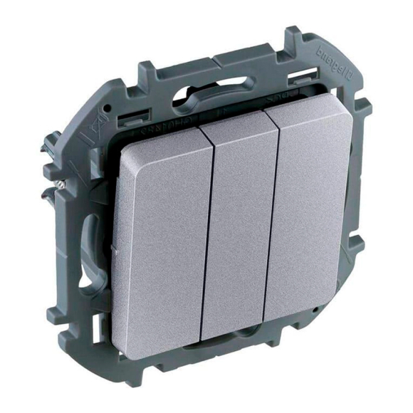 Выключатель трехклавишный Legrand Inspiria 673642 (алюминий)