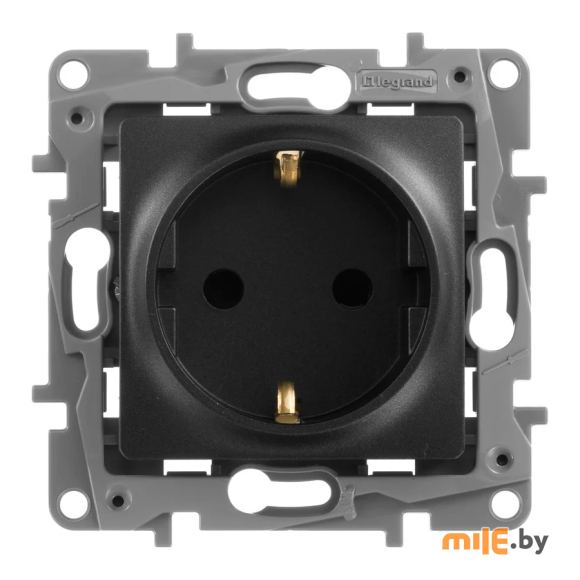 Розетка со шторками Legrand Etika 672622-00.00-00.00-00.01 (антрацит)