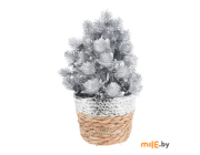 Растение заснеженное в плетеной корзинке (ANM101850) 27 см