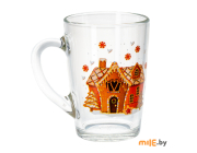 Кружка стеклянная Капучино. Пряничный домик (07с1334-40 ДЗ Прян домик) 300 мл