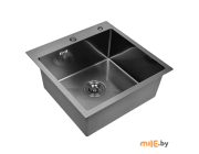 Мойка кухонная Wisent WGS-35050B/W02-114B и смеситель WP49-098-4-U с сифоном, дозатором, коландером
