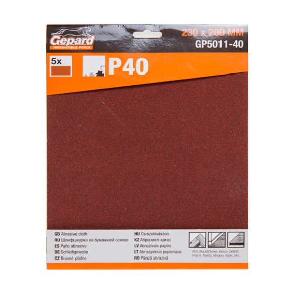 Шлифлист 230х280 Р40 5 шт. Gepard (GP5011-40)