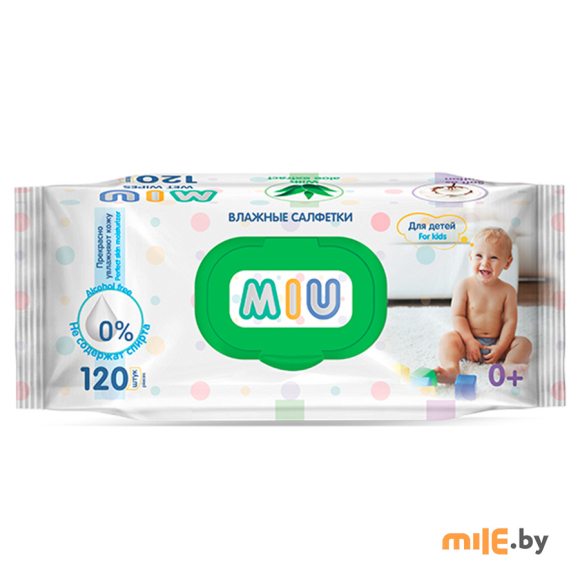 Салфетки влажные для детей MIU с экстрактом алоэ 120 шт.