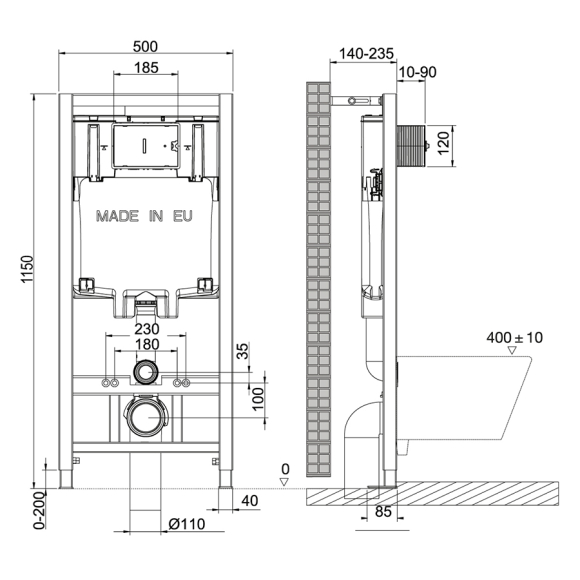 Комплект 2в1: Инсталляция Lemark Peneda для унитазов с кнопкой смыва Bit (9880110) хром глянец