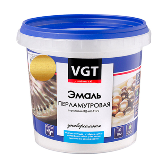 Эмаль VGT ВД-АК-1179 Перламутровая полуглянцевая 1 кг (золото перламутр)
