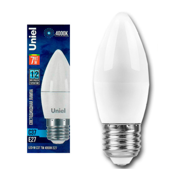 Лампа светодиодная Uniel LED-M С37 7W 4000K E27