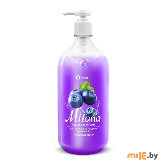 Жидкое крем-мыло для мытья рук GraSS Milana 1 л (черника в йогурте)