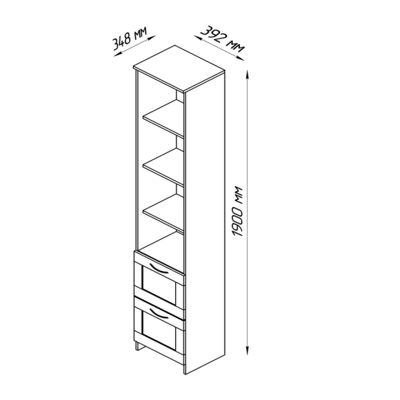 Стеллаж Сириус (2.02.07.140.3) сонома 39х190 см