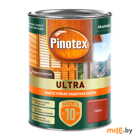 Влагостойкая лазурь Pinotex Ultra (5803728) рябина 0,9 л