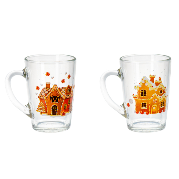 Кружка стеклянная Капучино. Пряничный домик (07с1334-40 ДЗ Прян домик) 300 мл