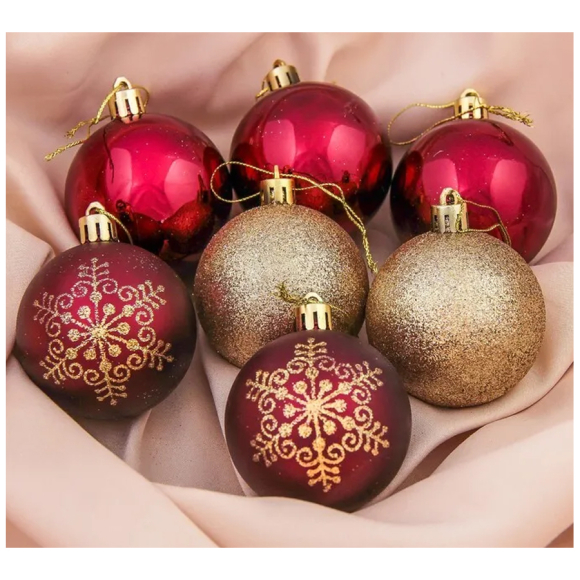 Набор новогодних шаров Зимнее волшебство Золотая снежинка 3259749 (7 шт.)