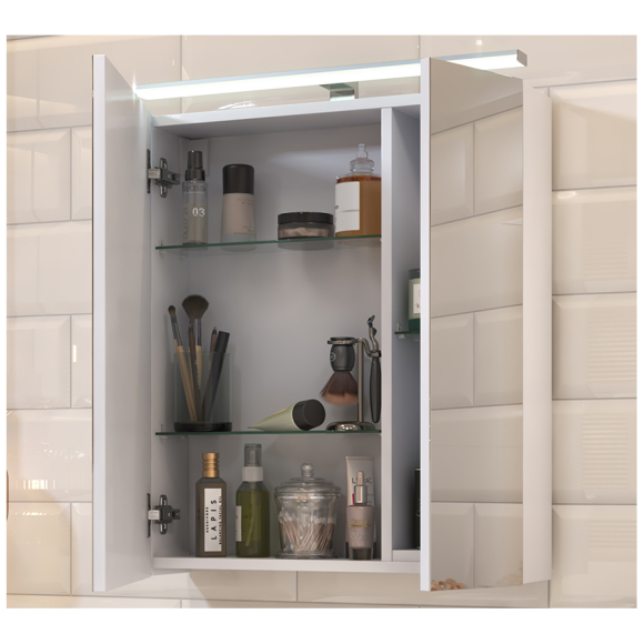 Шкаф навесной с зеркалом Vigo Plaza 600 со светильником