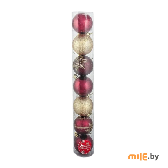 Набор новогодних шаров Зимнее волшебство Золотая снежинка 3259749 (7 шт.)