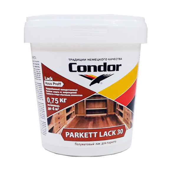 Лак полиуретановый для паркета Condor Parkett Lack (30) глянцевый 0,75 л