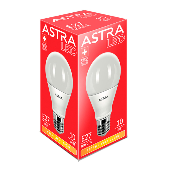 Лампа светодиодная Astra LED A60 10W E27 3000K Лампа светодиодная Astra LED A60 10W E27 3000K
