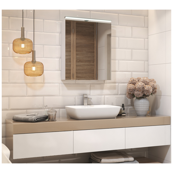 Шкаф навесной с зеркалом Vigo Plaza 600 со светильником