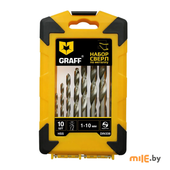 Набор сверл по металлу Graff (8101) 1-10 мм 10 шт. Набор сверл по металлу Graff (8101) 1-10 мм 10 шт.