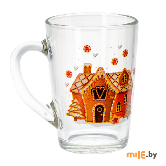 Кружка стеклянная Капучино. Пряничный домик (07с1334-40 ДЗ Прян домик) 300 мл
