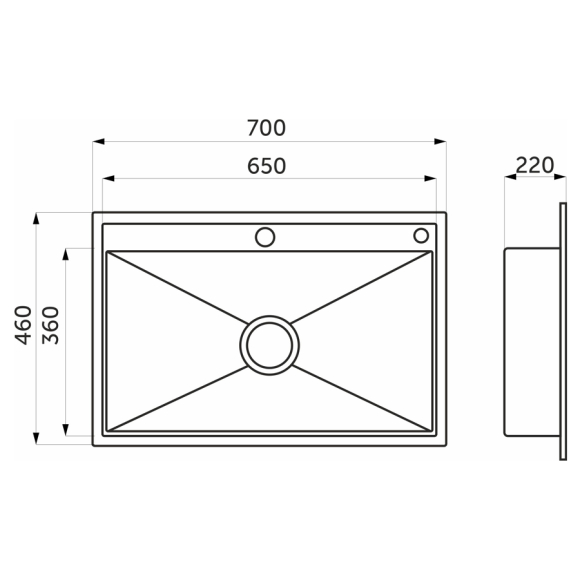 Мойка прямоугольная AKS 79258 (сифон, дозатор, сушка, крепления)