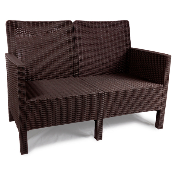 Диван двухместный садовый под ротанг (коричневый)