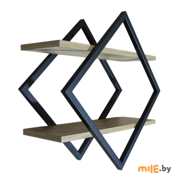 Полка настенная Allerd Ромб (чёрный, дуб нокс)
