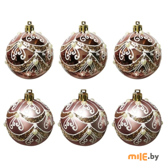 Набор шаров Волшебная страна Орнамент 7484 (6 шт, розовый)