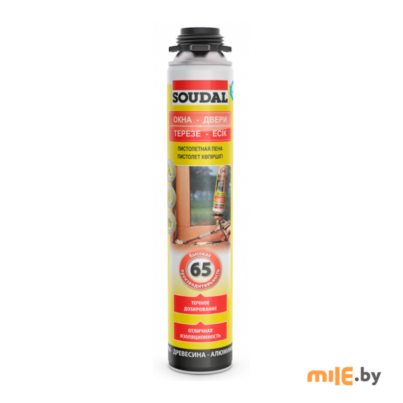 Пена монтажная пистолетная Soudal Окна Двери 65 820 мл