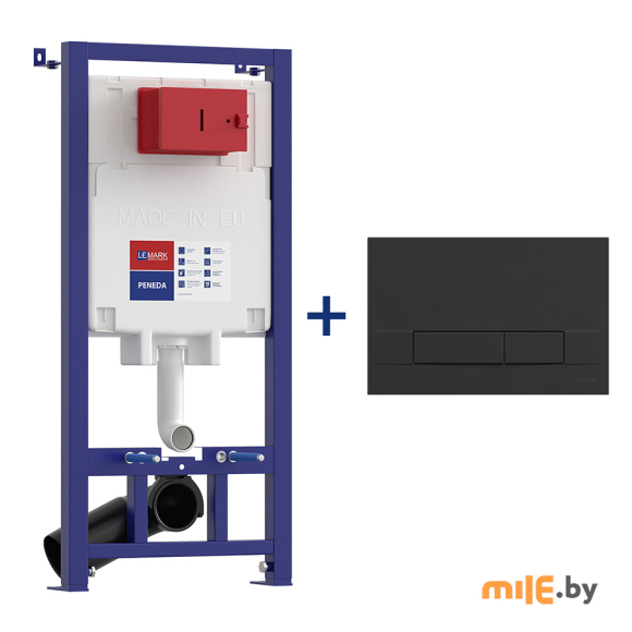 Комплект 2в1: Инсталляция Lemark Peneda для унитазов с кнопкой смыва Bit (9880213) чёрный матовый