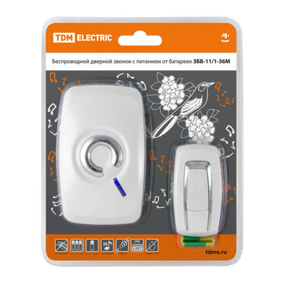 Звонок беспроводной на батарейках TDM Electric SQ1901-0001