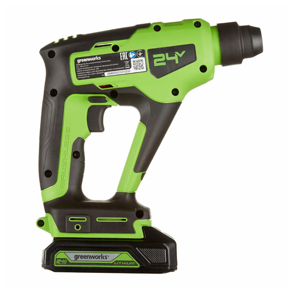 Перфоратор аккумуляторный бесщеточный Greenworks GD24SDS1K2 (3803107UA)