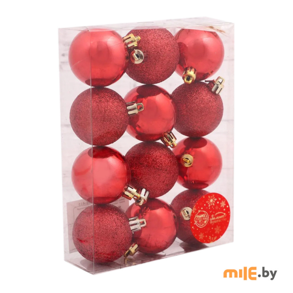 Набор новогодних шаров Зимнее волшебство Глянцевый блеск 4941732 (12 шт.)