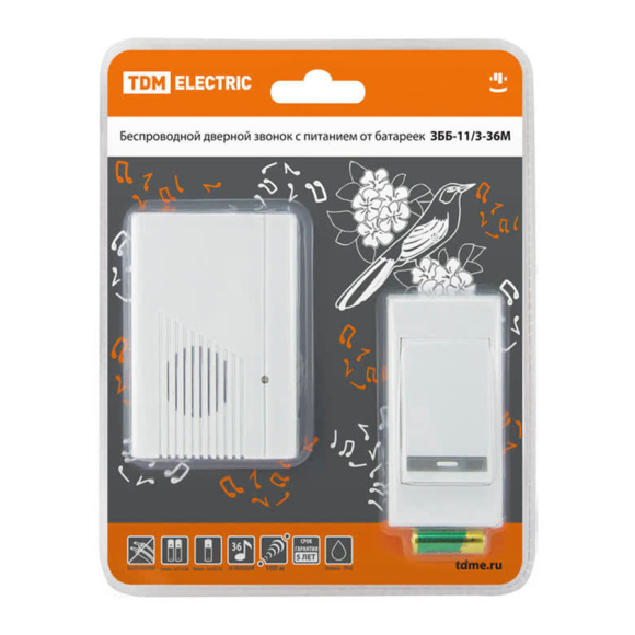Звонок беспроводной на батарейках TDM Electric SQ1901-0003