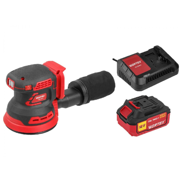Аккумуляторная эксцентриковая шлифмашина Wortex COS 1218 E (1334403) c акб и з/у Аккумуляторная эксцентриковая шлифмашина Wortex COS 1218 E (1334403) c акб и з/у