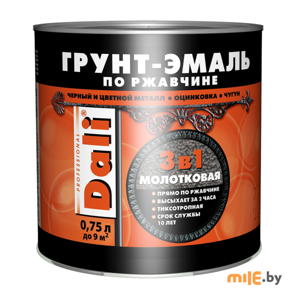 Молотковая грунт-эмаль по ржавчине Dali серебристый 0,75 л