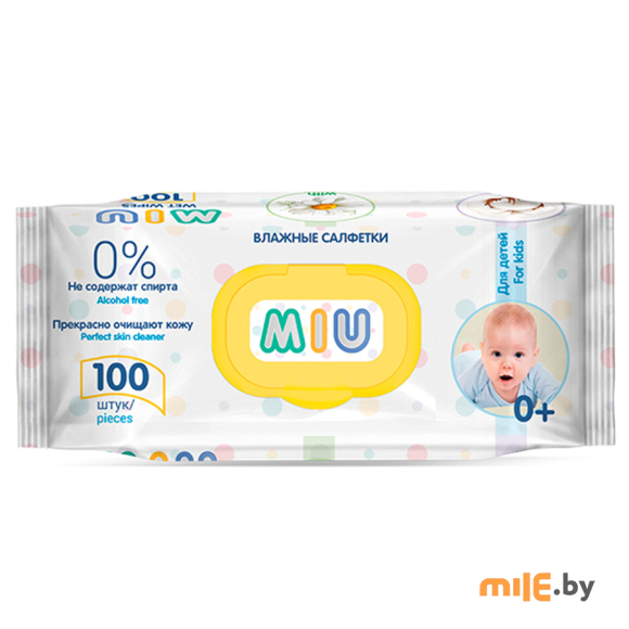 Салфетки влажные для детей MIU с экстрактом ромашки 100 шт.