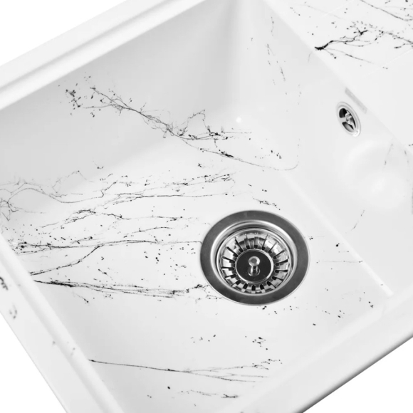 Мойка кухонная Wisent WB15-12 мрамор бело-черный (без сифона)