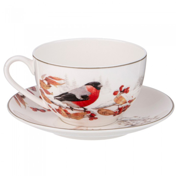 Чашка с блюдцем Lefard Снегири (85-1915) 300 мл