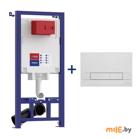 Комплект 2в1: Инсталляция Lemark Peneda для унитазов с кнопкой смыва Bit (9880110) хром глянец