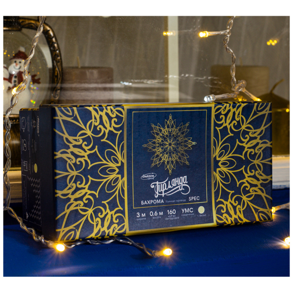 Гирлянда-бахрома Luazon Lighting 4356983 (3x0,6 м, теплый белый)