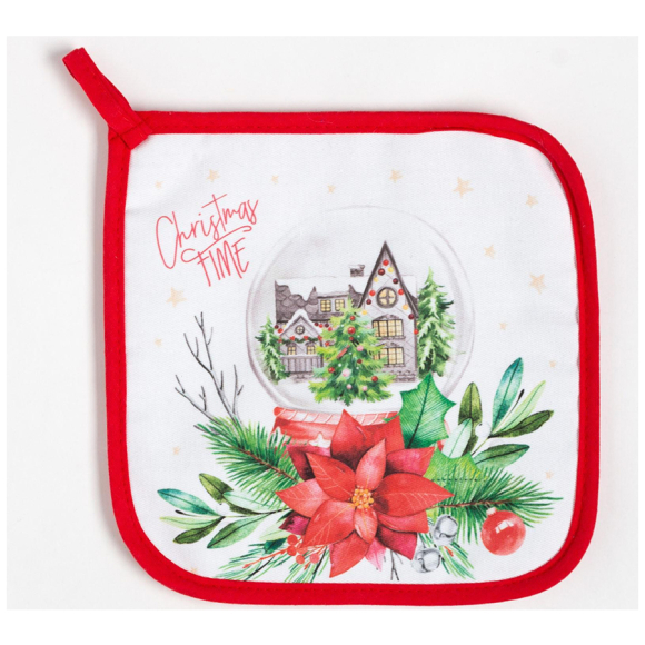 Набор кухонный Этель Christmas red flowers (варежка-прихватка 20х28 см, прихватка 19х19 см) 6535957