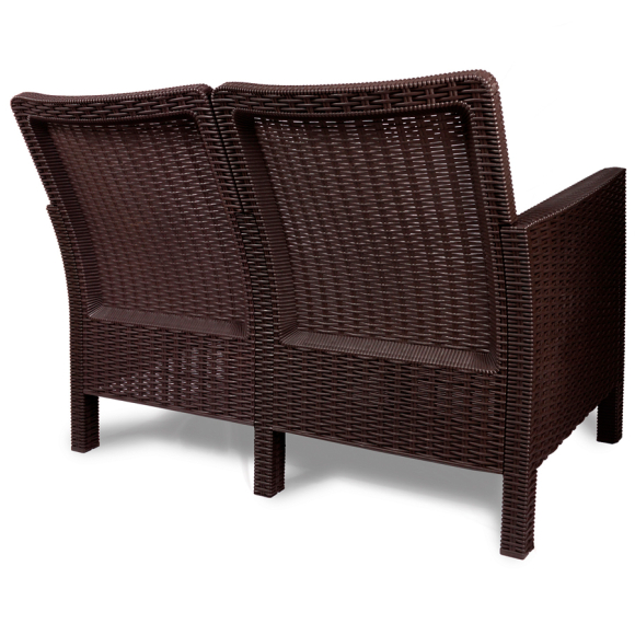 Диван двухместный садовый под ротанг (коричневый)