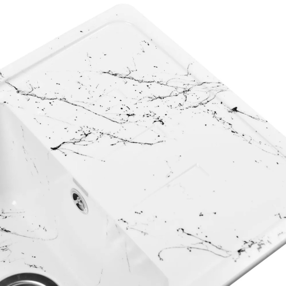 Мойка кухонная Wisent WB15-12 мрамор бело-черный (без сифона)